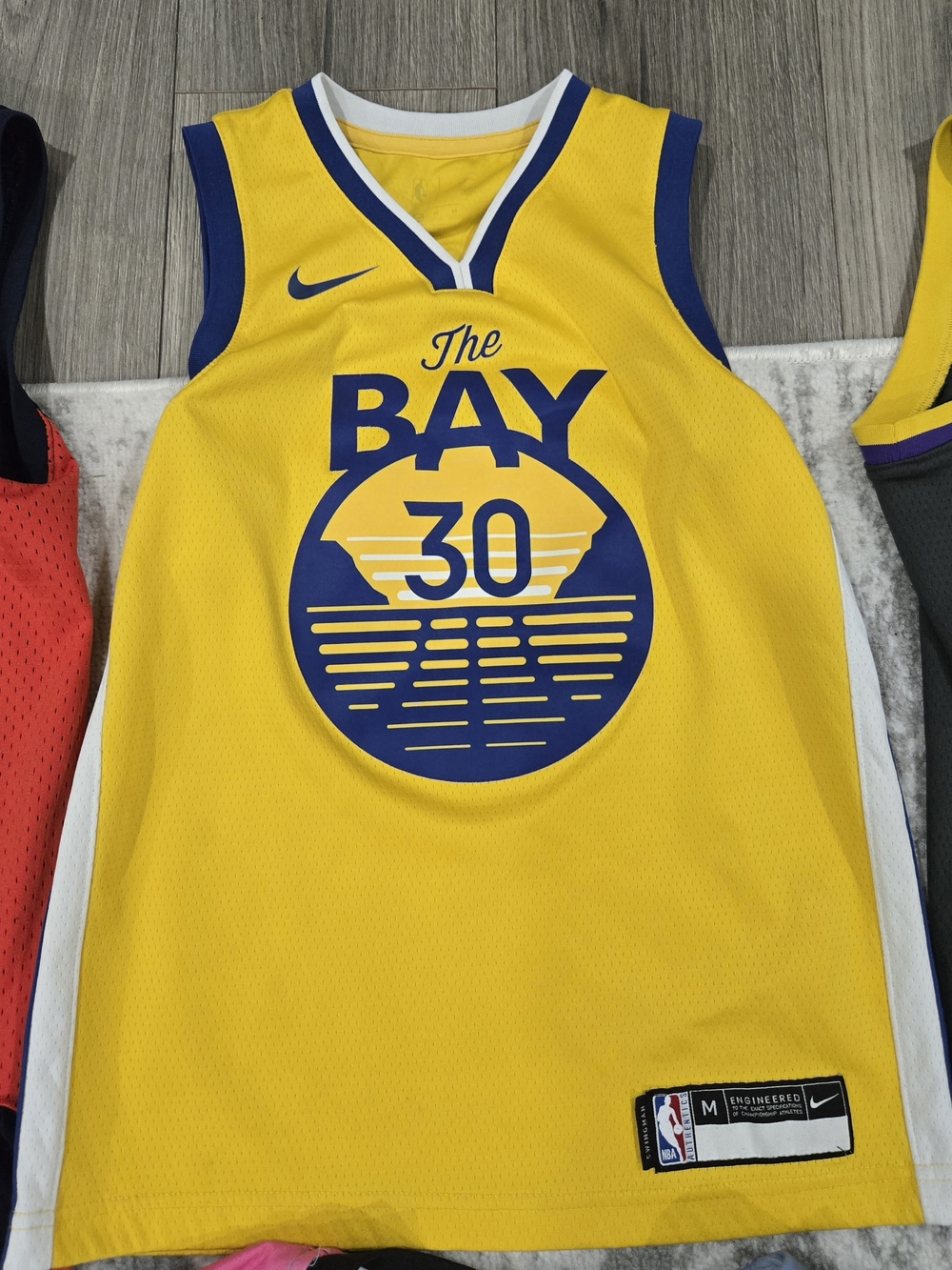 Nike Yellow & Navy 'The Bay' #30 Kids Basketball Jersey